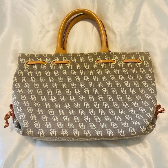 Dooney and Bourke Logo Tan and Brown DB Tote - Picture 4 of 5
